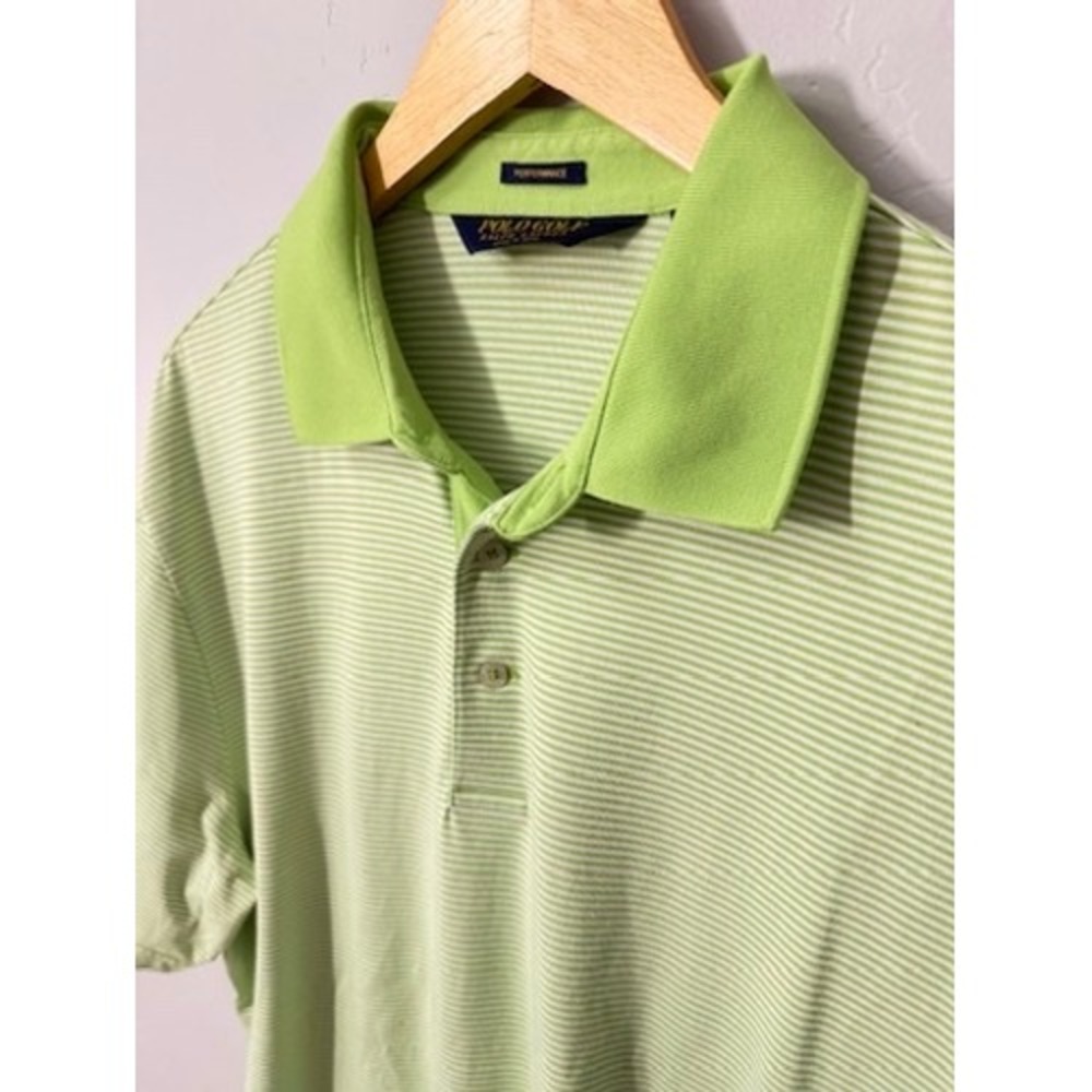 Polo‎ Golf Ralph Lauren Performance Mens L Green Stripe Short Sleeve Polo Shirt